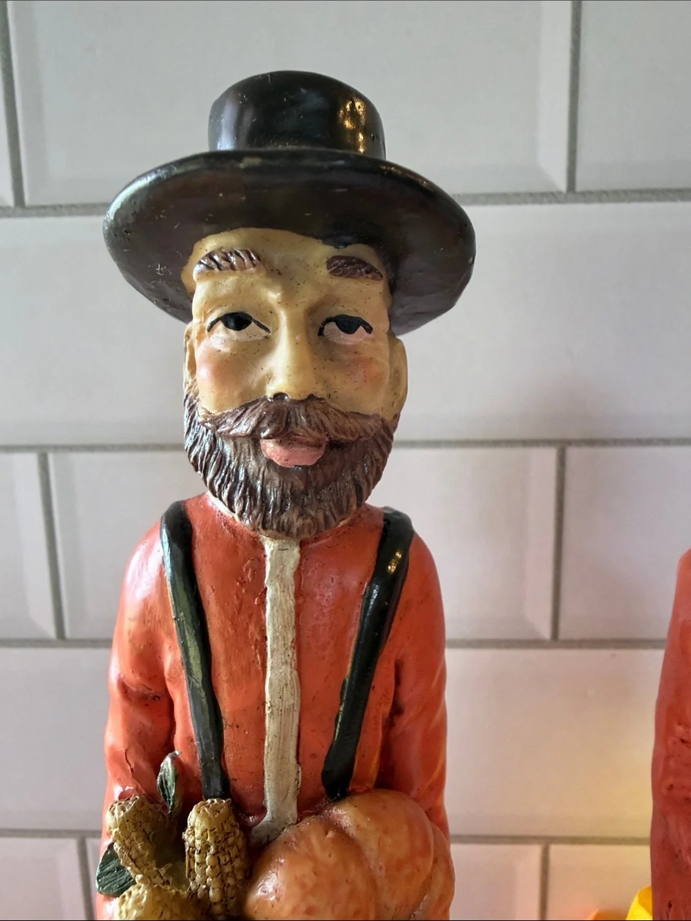 Autumn Harvest Couple Figurines in Orange - Seasonal Table Decor